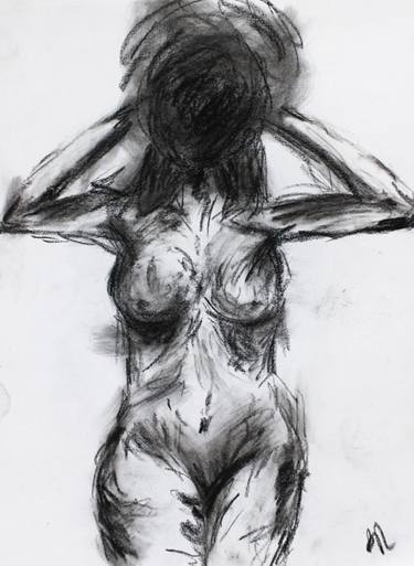 Original Abstract Expressionism Nude Drawing by Brittney Valdez