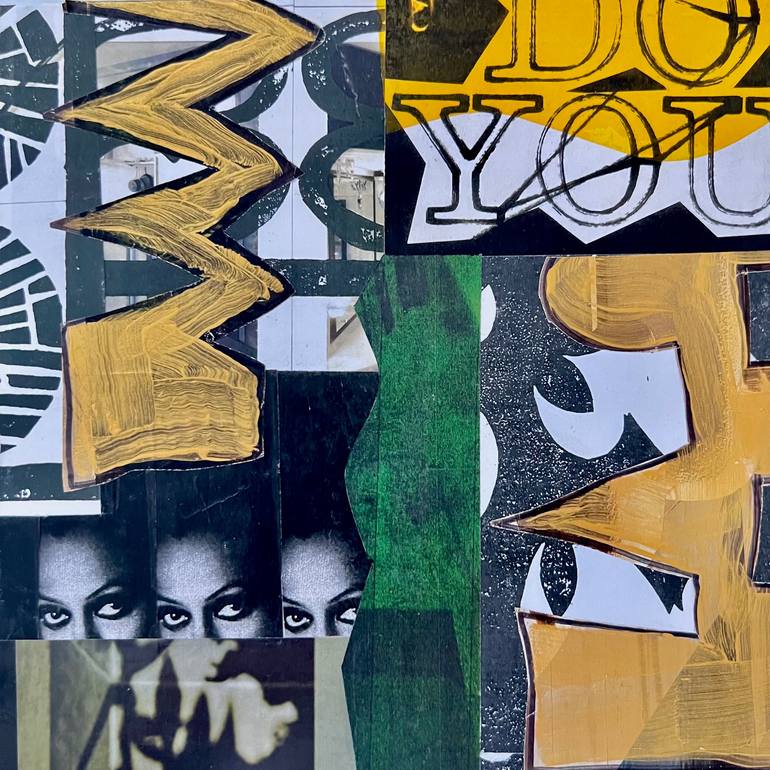 Original Abstract Collage by Samuel Fleming Lewis | Contemporary Art on Acrylic | DO YOU