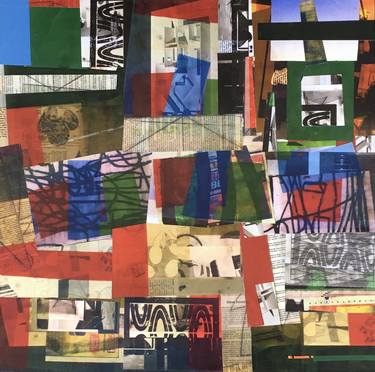 Original Folk Abstract Collage by Samuel Fleming Lewis