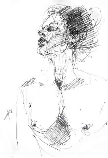Nude drawing, original pencil sketch, naked woman body, original gift, gift idea thumb