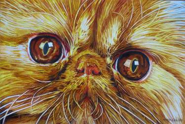 Original Fine Art Cats Drawings by Huey-Chih Ho