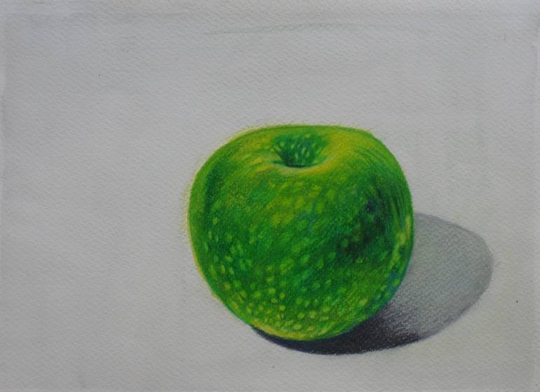 green apple pencil drawing