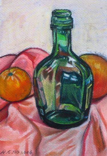 Orange Fruits and A Green Wine Bottle thumb