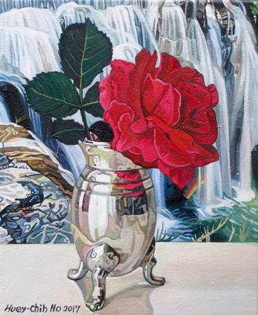 A Red Flower In A Silver Vase thumb