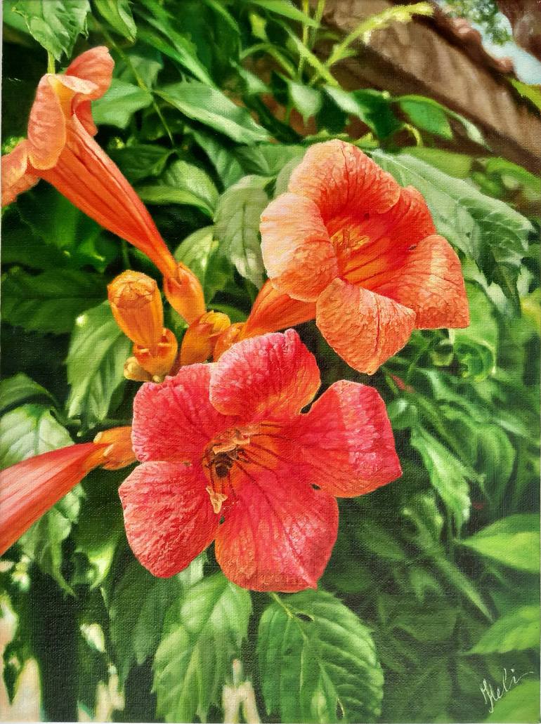 Original Floral Painting by Hristina-Heli Stoycheva