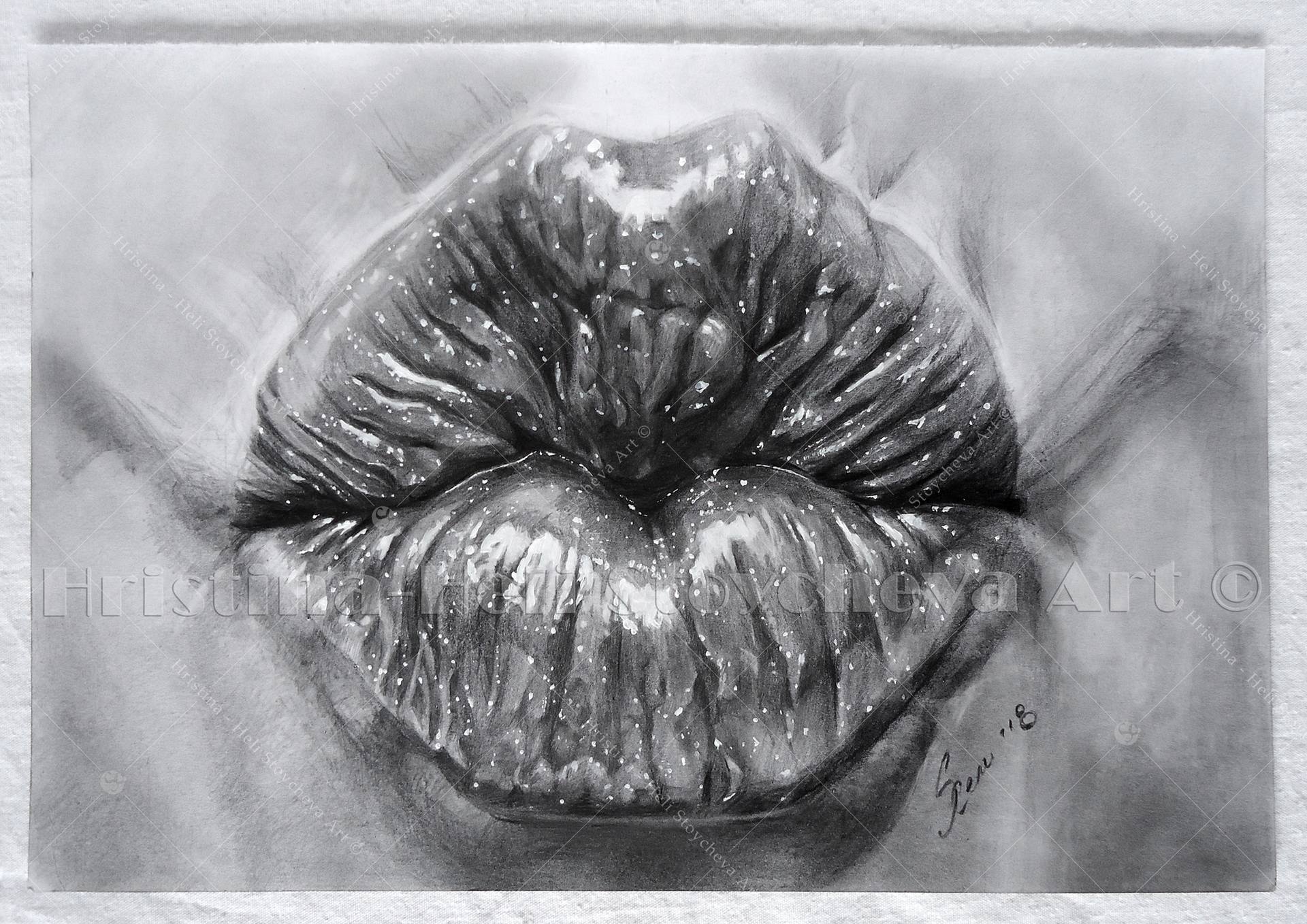 kissing lips sketch