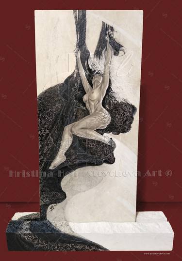 Saatchi Art Artist Hristina-Heli Stoycheva; Sculpture, “"Marble lace" - Unique PAINTING on stone” #art
