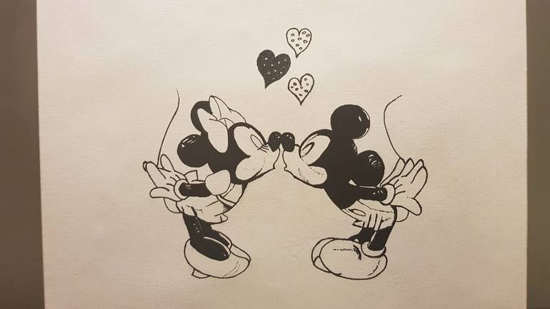 mickey and minnie mouse love drawing