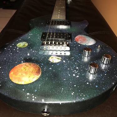Space Galaxy Painting on Guitar thumb