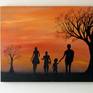 Evening walk is an original landscape acrylic canvas painting. The canvas 56 cm wide and 46 cm tall by 4 cm deep and hanging clip attached on the back. The painting is unframed with protective semi mat varnish.