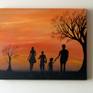 Evening walk is an original landscape acrylic canvas painting. The canvas 56 cm wide and 46 cm tall by 4 cm deep and hanging clip attached on the back. The painting is unframed with protective semi mat varnish.