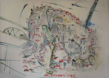 Original Abstract Expressionism Cities Paintings by Milinko Kokovic