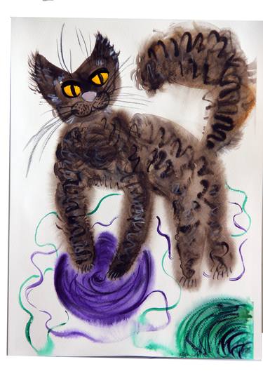 Print of Expressionism Cats Paintings by Sasha Isakova