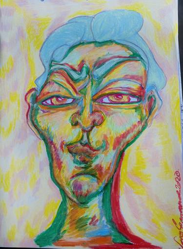 Original Abstract Men Drawing by Maria Veronica  Lezama