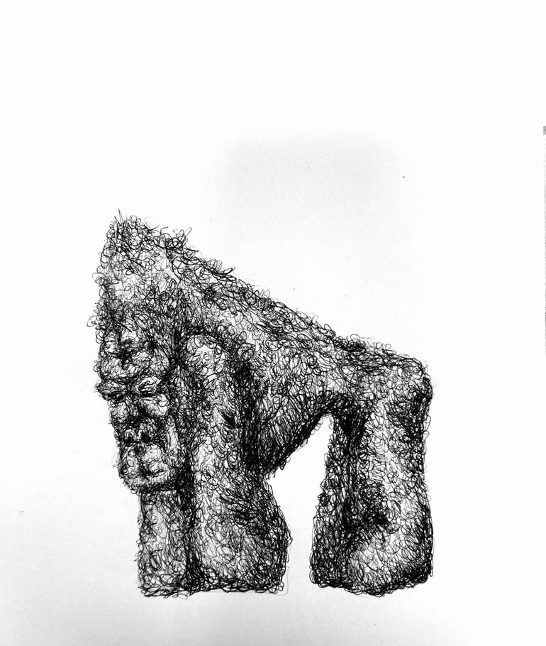Original Abstract Animal Drawing by Maria Veronica  Lezama