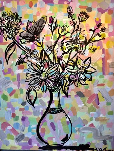 Original Abstract Floral Paintings by vero lezama