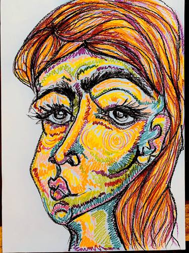 portrait of the woman in colorful madness thumb