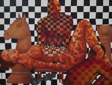 Original Black & White People Painting by Sonaly Gandhi