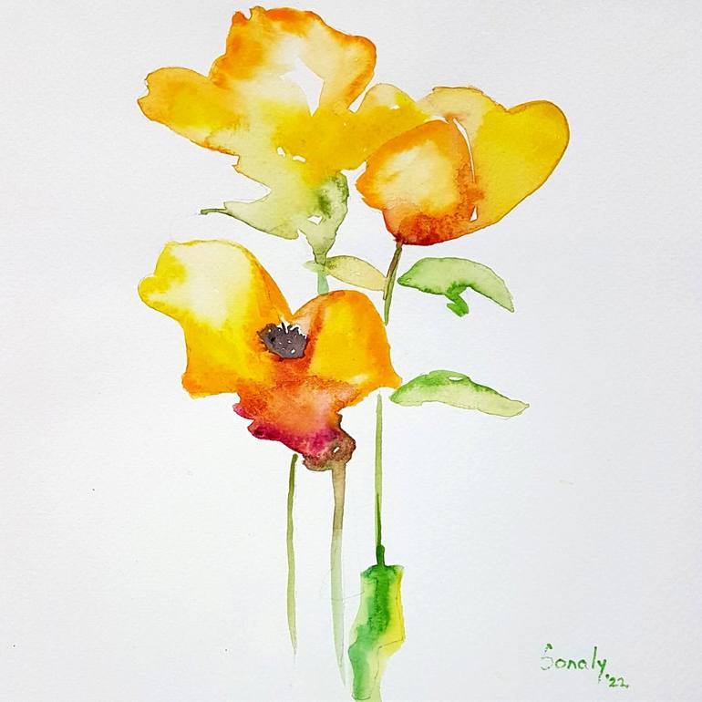Original Illustration Floral Painting by Sonaly Gandhi