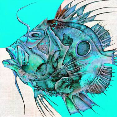 Original Pop Art Fish Mixed Media by Wlad Safronow