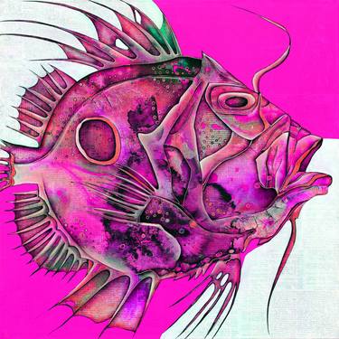 Original Pop Art Fish Mixed Media by Wlad Safronow