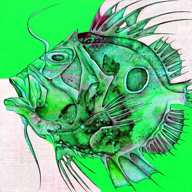 Original Fish Mixed Media by Wlad Safronow