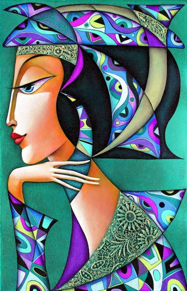 Original Art Deco Women Mixed Media by Wlad Safronow