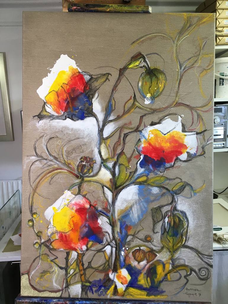 Original Floral Painting by Mr Marian Hergouth