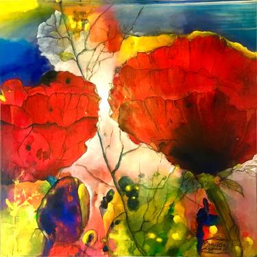 Print of Abstract Expressionism Floral Paintings by Mr Marian Hergouth