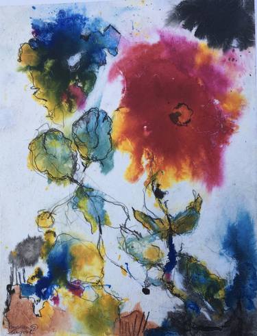 Print of Abstract Expressionism Floral Paintings by Mr Marian Hergouth