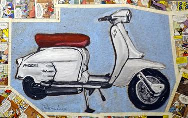 Original Figurative Motorbike Paintings by Amedeo Orabona