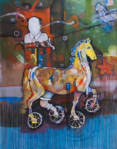 Original Figurative Horse Paintings by Rudolf Kohn