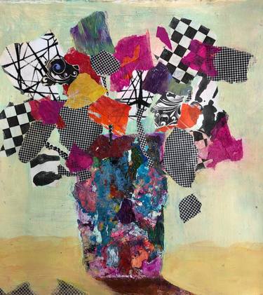 Original Abstract Floral Mixed Media by karen stein