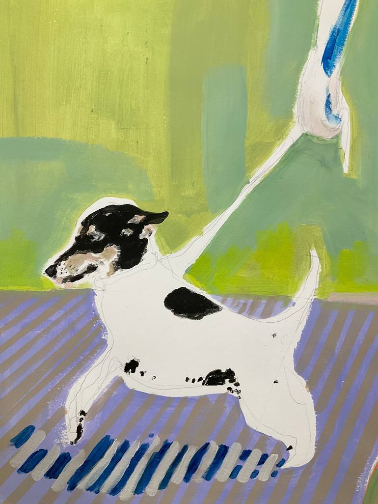 Original Abstract Expressionism Dogs Painting by Alexandra Czierpka