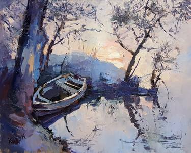 Original Impressionism Sailboat Paintings by Nikoletta Kiraly