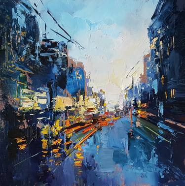 Original Abstract Expressionism Cities Painting by Nikoletta Kiraly