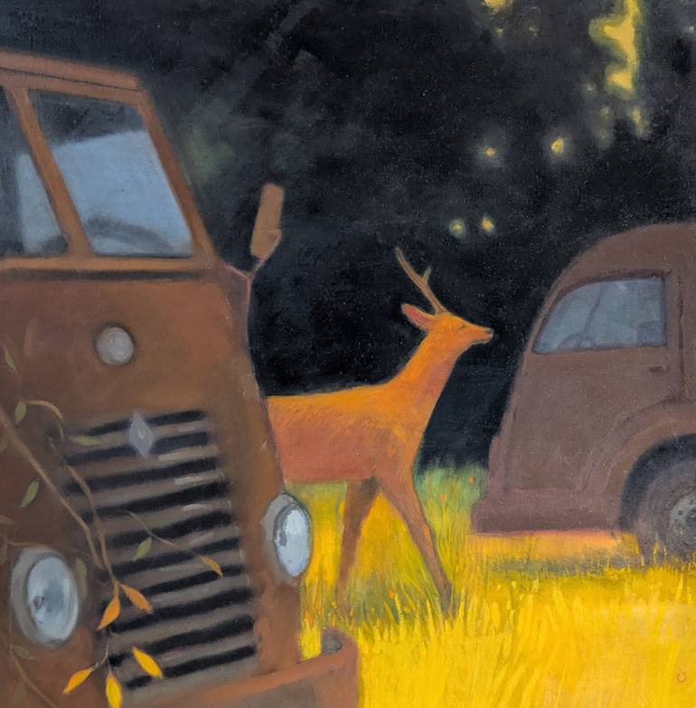 Original Animal Painting by Olivier Ribbe  Illustration Art on Canvas  Quietly