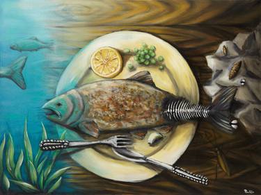 Original Surrealism Food Paintings by Lukas Pavlisin