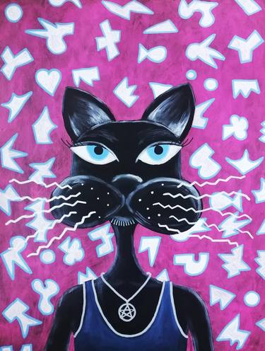 Original Illustration Cats Paintings by Lukas Pavlisin