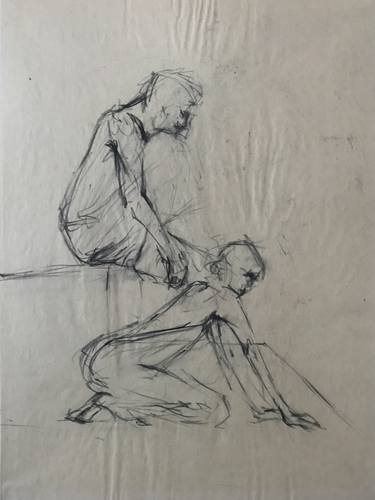 Sketch of two bodies in between motion thumb