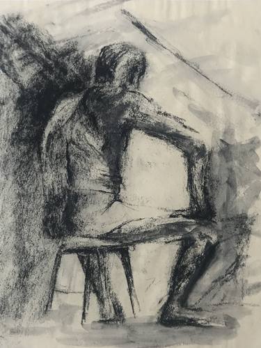 Sketch of a man sitting thumb