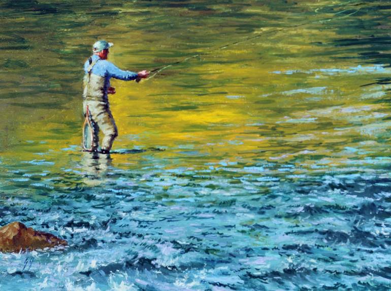 Fly Fishing Art Print Roll With It Watercolor Painting Angling Art