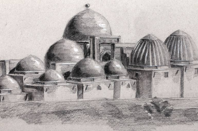 Original Illustration Architecture Drawing by Fotima Sharipova