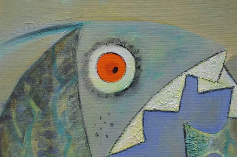 Original Abstract Expressionism Fish Painting by Rositsa Popcheva