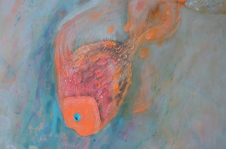 Original Abstract Expressionism Fish Painting by Rositsa Popcheva