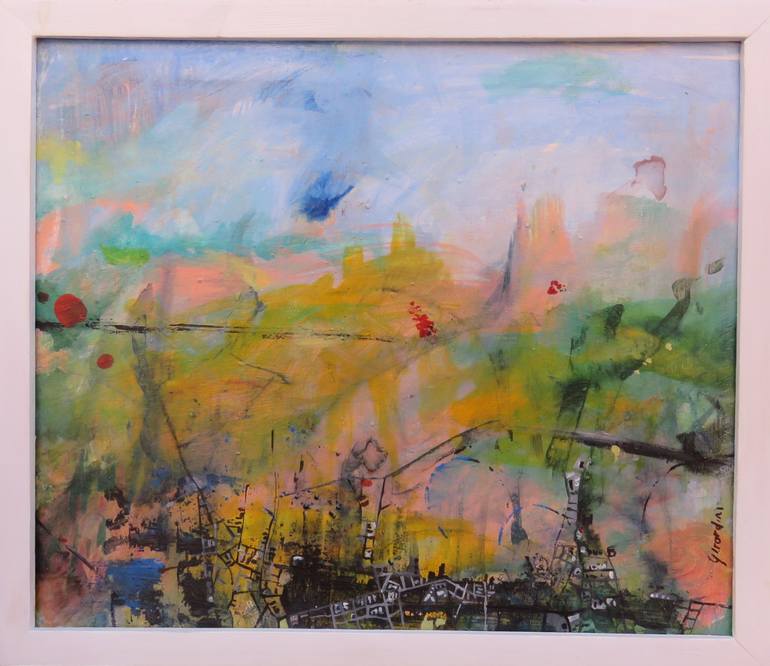Original Architecture Painting by Girardini Franco | Abstract Expressionism Art on Canvas | City post pandemia