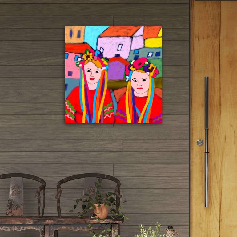 Original Expressionism Children Painting by Maria Dyavgo