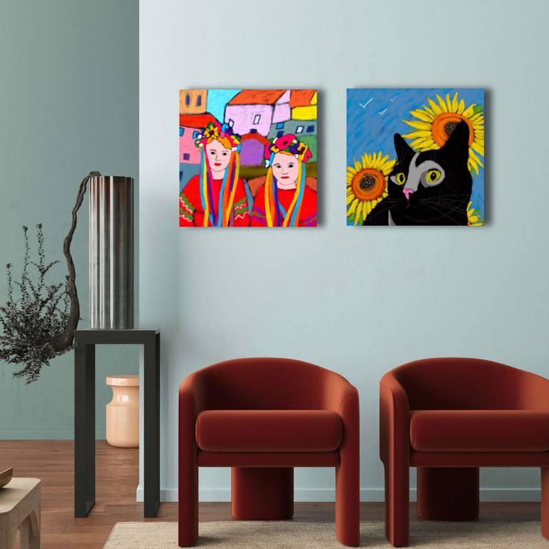 Original Expressionism Children Painting by Maria Dyavgo