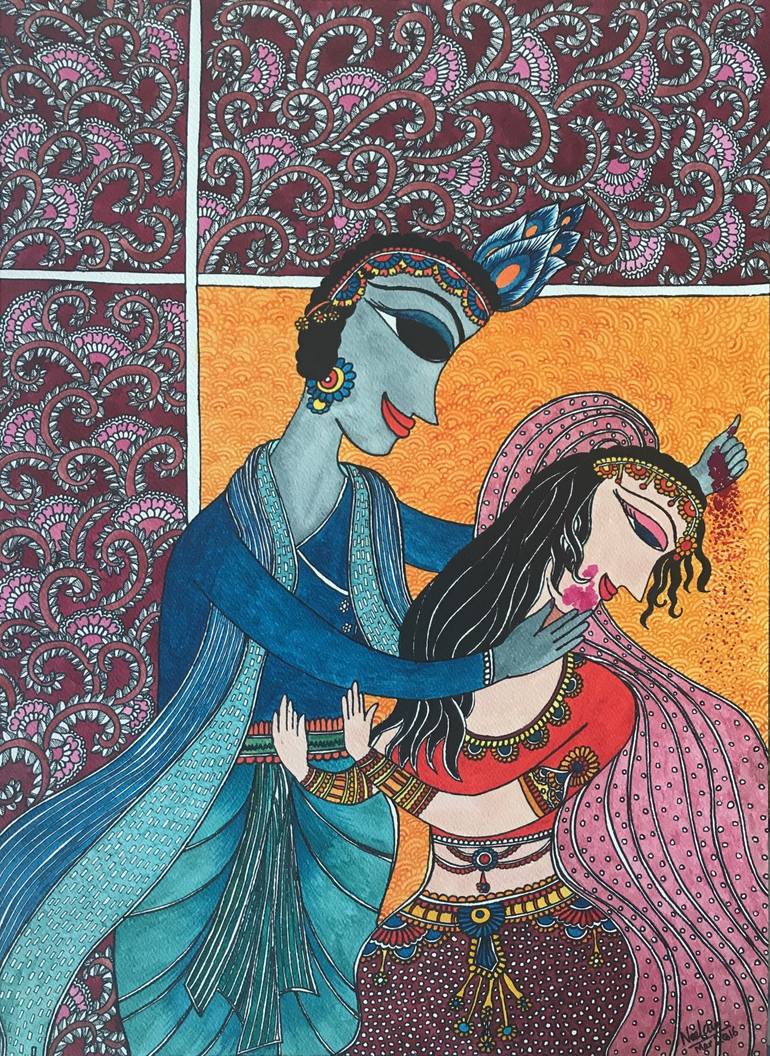 Radha Krishna – Holi Painting by Neelam Khairha | Saatchi Art