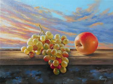 Still Life with Apple and Grapes 2 thumb